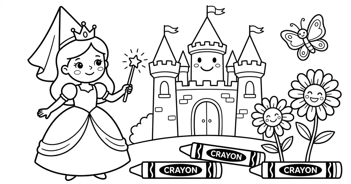 Princess Coloring Pages — Castles, Crowns & Magic