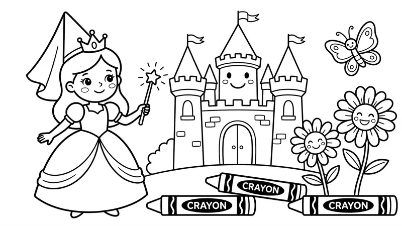 Princess Coloring Pages — Castles, Crowns & Magic