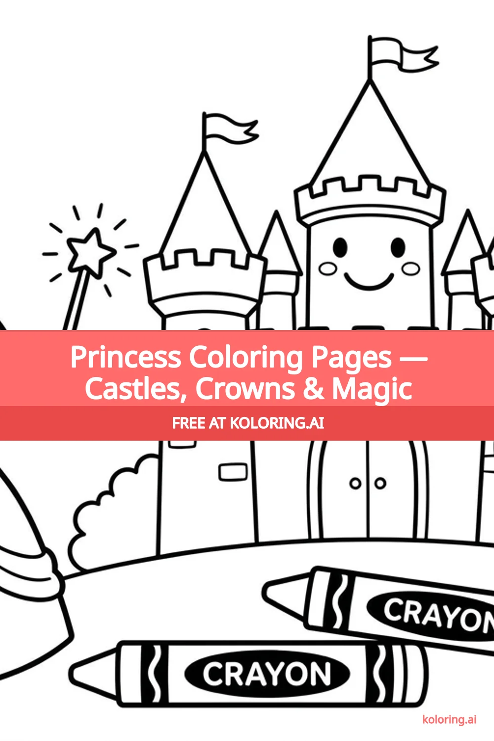 Pin this article: Princess Coloring Pages — Castles, Crowns & Magic