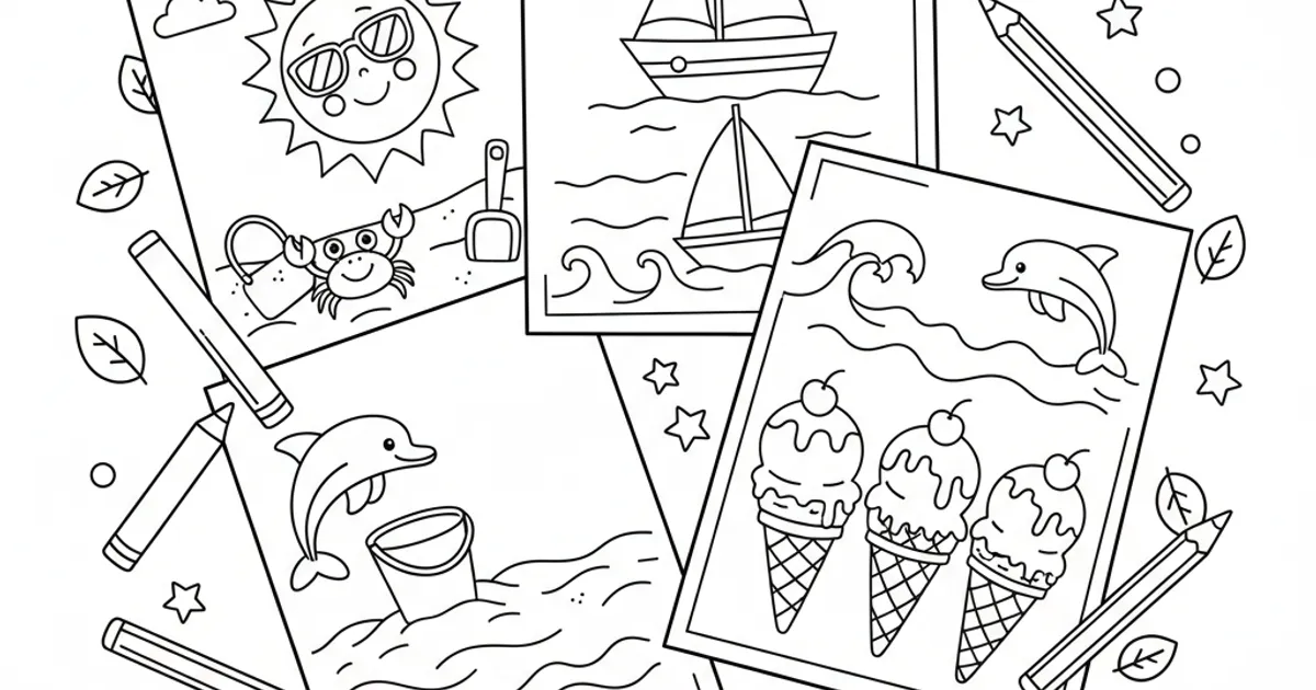 Summer Coloring Pages — Beach, Ocean & Ice Cream (Free)