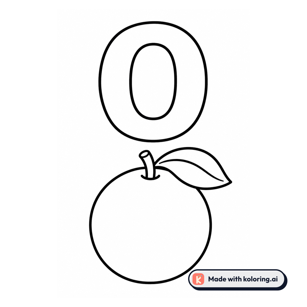 Letter O Coloring Page — O is for Orange — free printable black and white line art