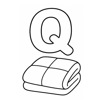 Letter Q Coloring Page — Q is for Quilt — free printable black and white line art