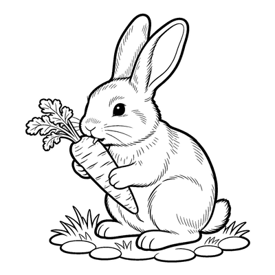 Bunny Holding a Giant Carrot