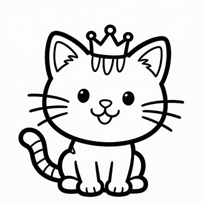 Color Happy Cat Wearing a Tiny Crown online