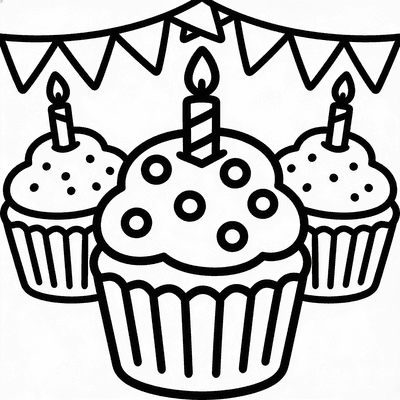 Color Three Cupcakes at a Birthday Party online