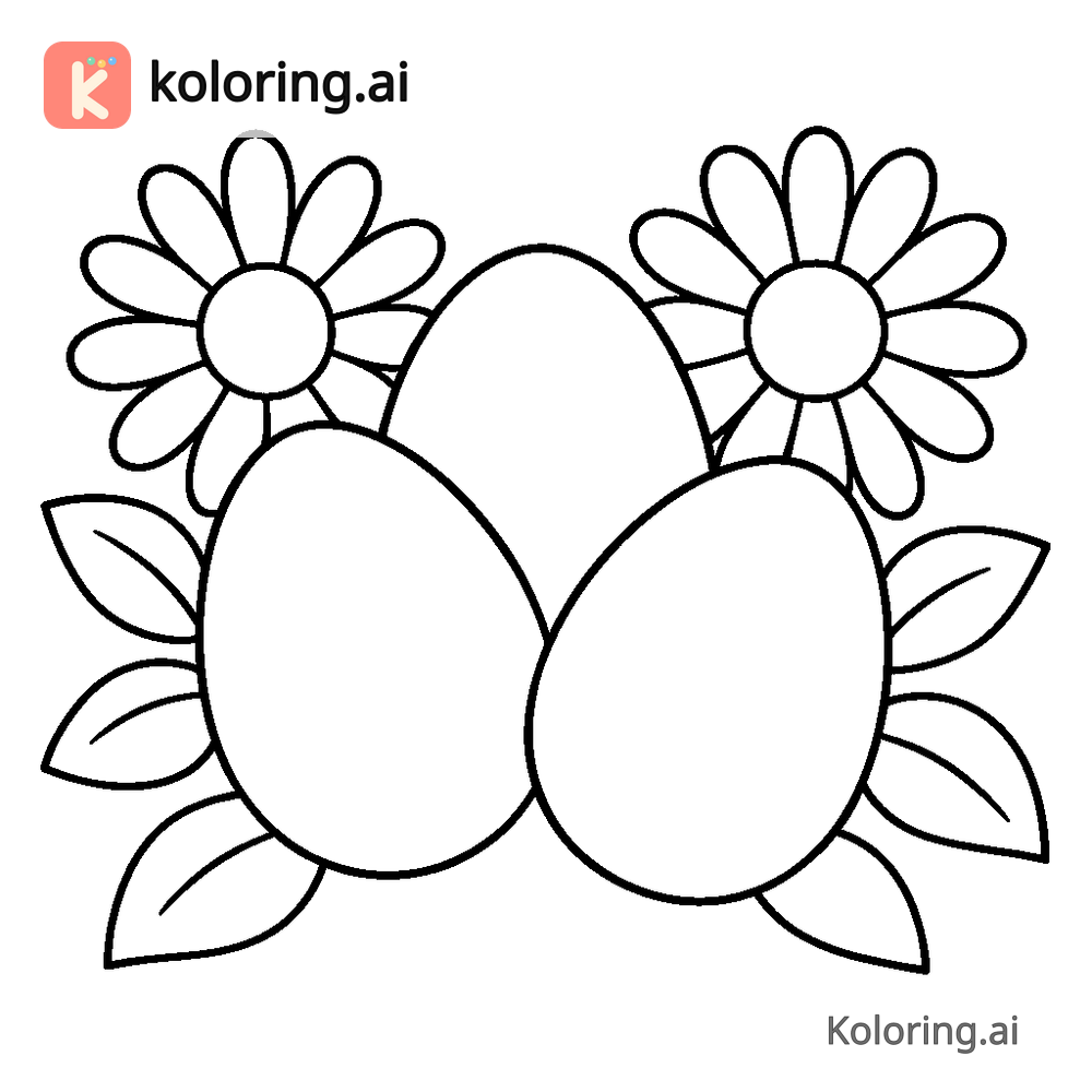 Eggs Hidden Among Spring Daisies Coloring Page | Koloring.ai