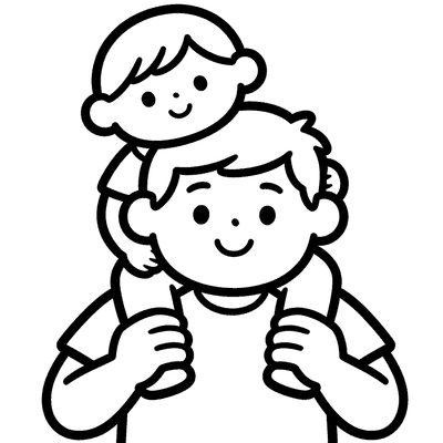 Color Dad Carrying Child on Shoulders online