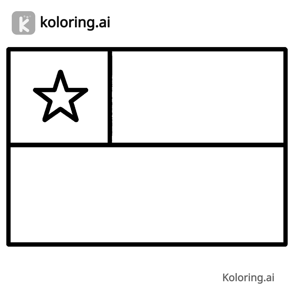 Black and white coloring page of chile flag