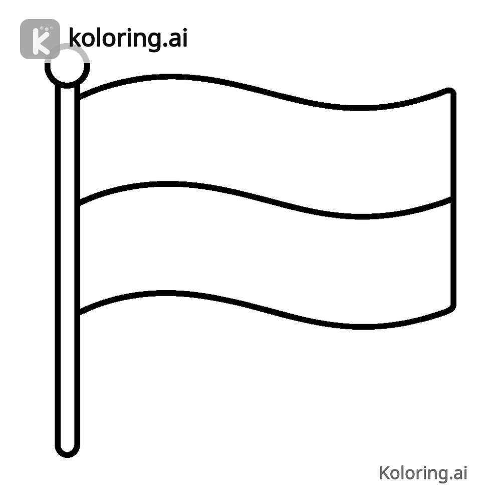 Black and white coloring page of flag of monaco with red and white stripes