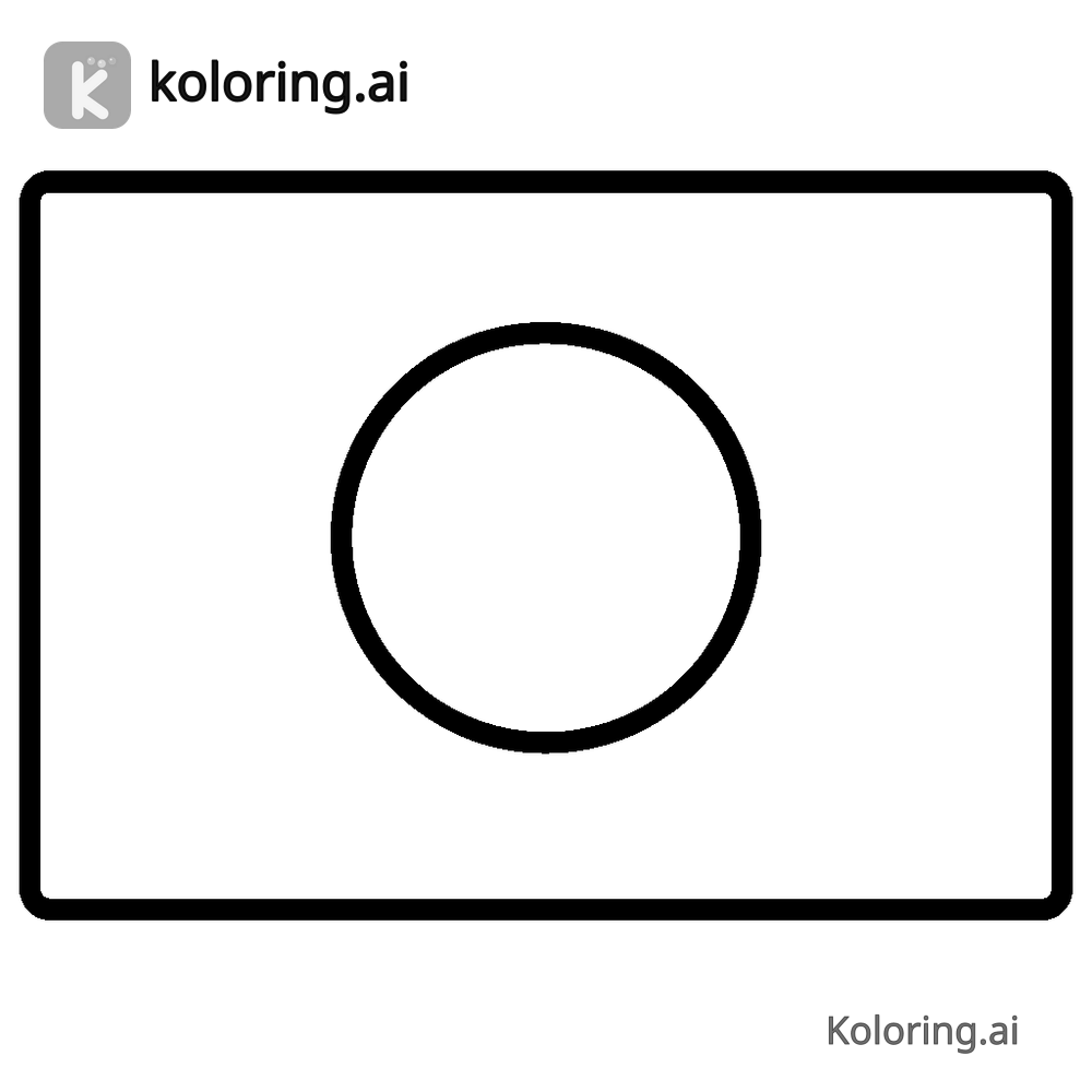 Black and white coloring page of japan flag