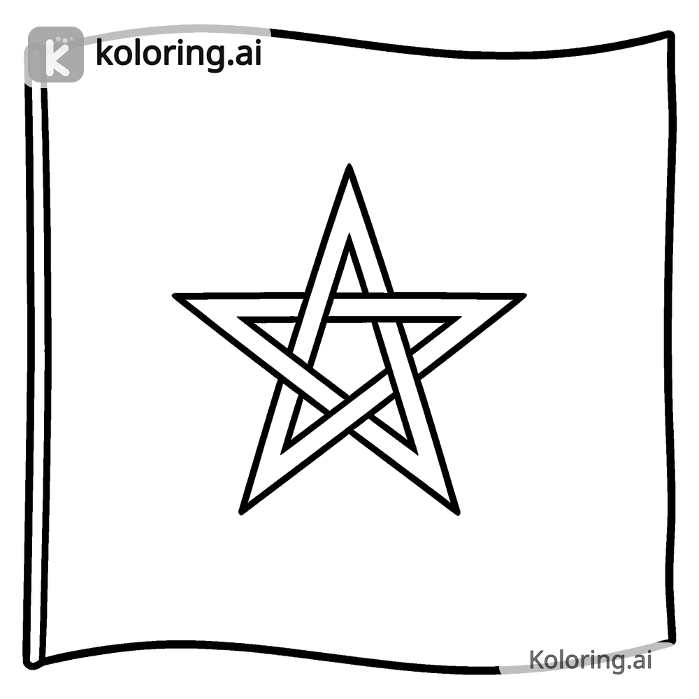 Black and white coloring page of morocco flag