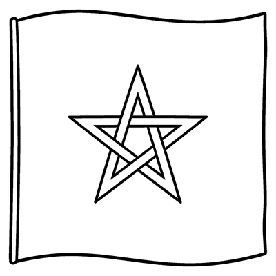Black and white coloring page of morocco flag