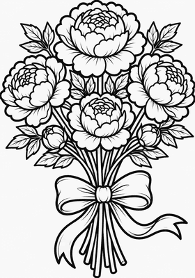 Peony Bouquet Tied with a Ribbon