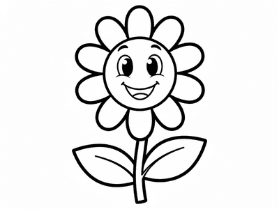 Color Simple Daisy with a Smiling Face online