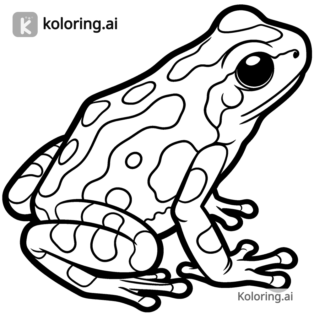 Black and white coloring page of poison dart frog with patterns