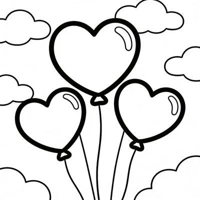 Color Heart Balloons Floating in the Sky online