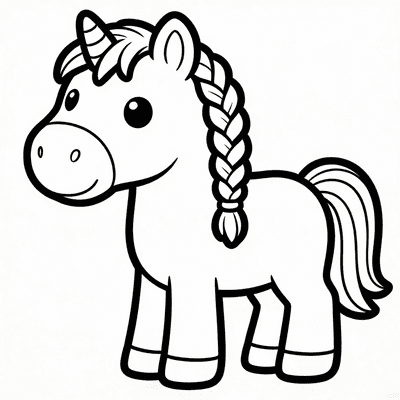Color Cute Cartoon Pony with Braided Mane online