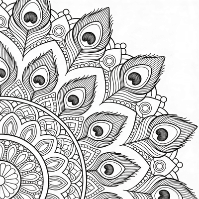 Mandala with Peacock Feather Pattern