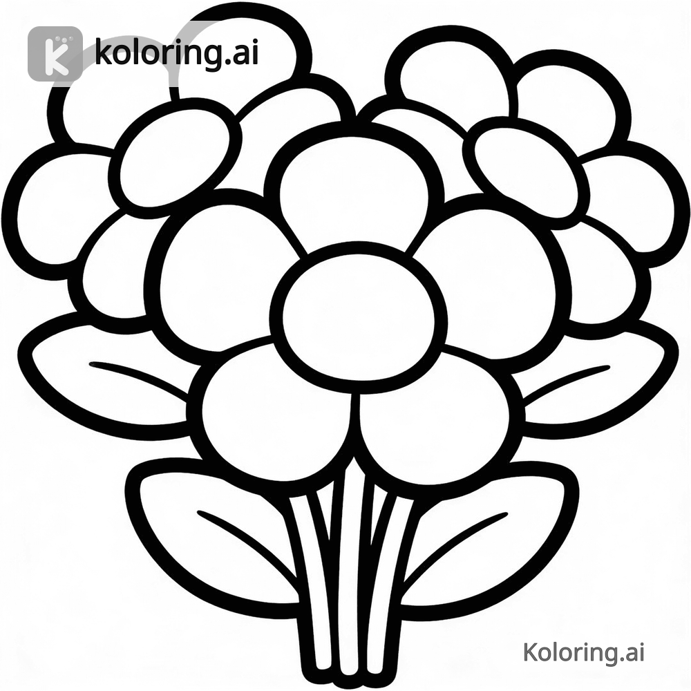 Black and white coloring page of bouquet of flowers for mom