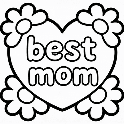 Color Heart Card That Says Best Mom with Flowers together