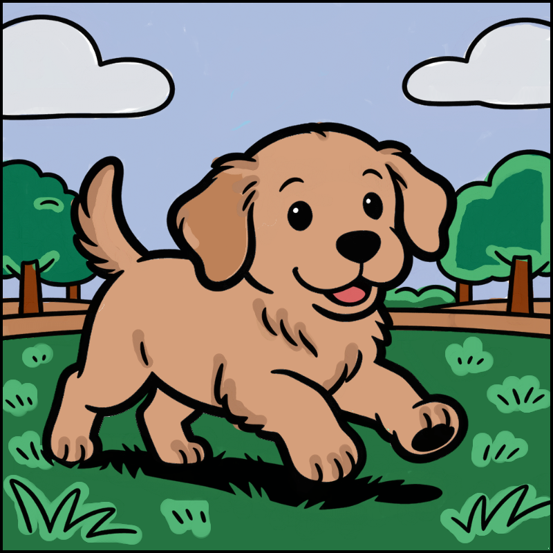 Golden Retriever Puppy Playing in the Park
