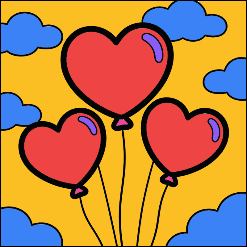 Heart Balloons Floating in the Sky