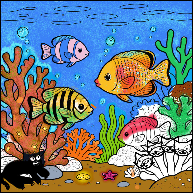Underwater Coral Reef with Tropical Fish