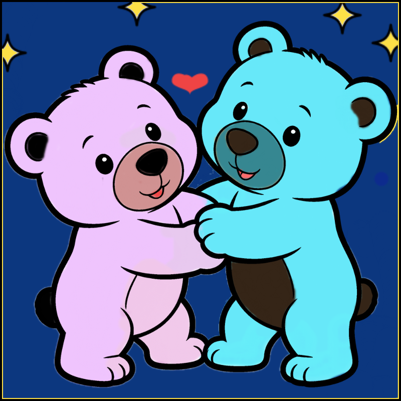 Two Bear Cubs Wrestling