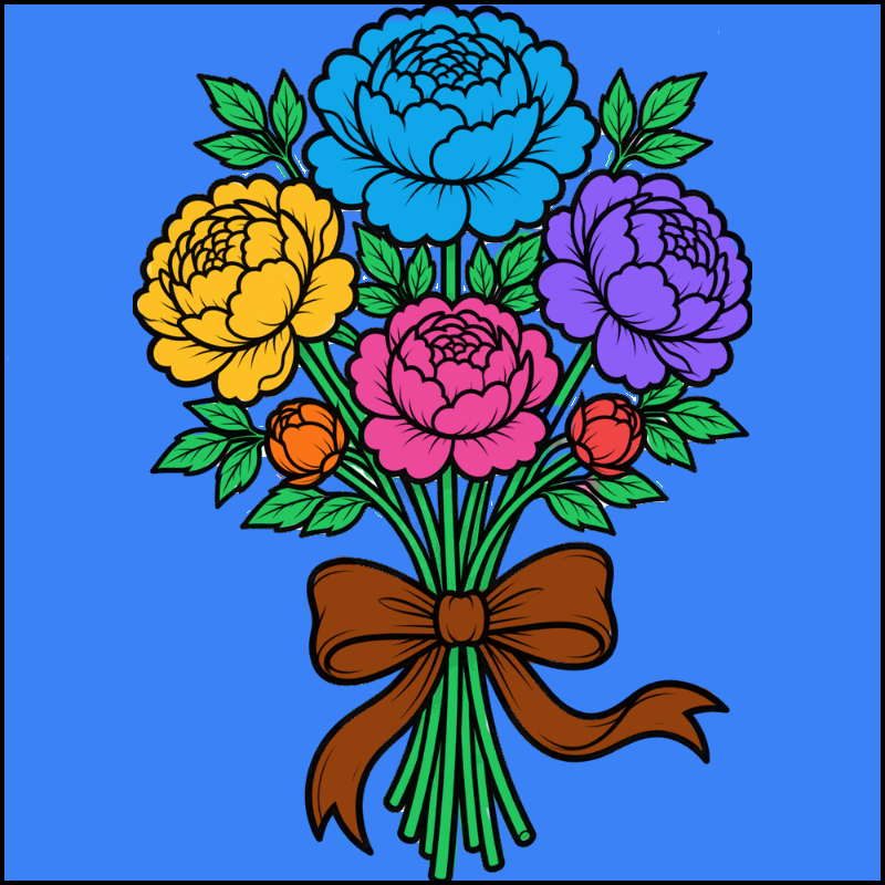 Peony Bouquet Tied with a Ribbon